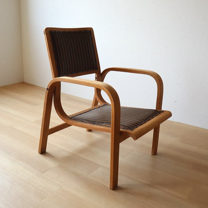 アンティーク 秋田木工 肘付イス ジャパニーズヴィンテージ ブナ材 剥離