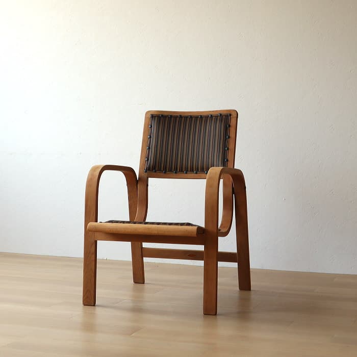 アンティーク 秋田木工 肘付イス ジャパニーズヴィンテージ ブナ材 剥離