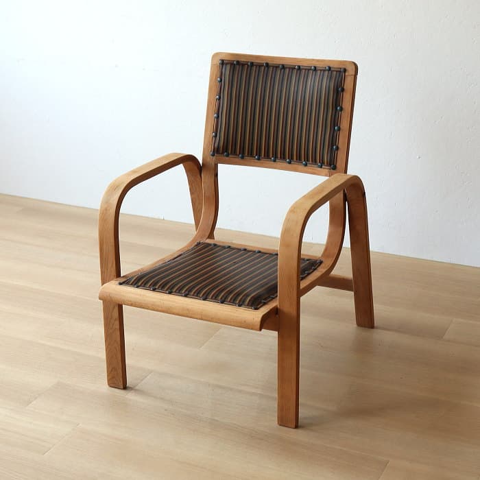 アンティーク 秋田木工 肘付イス ジャパニーズヴィンテージ ブナ材 剥離