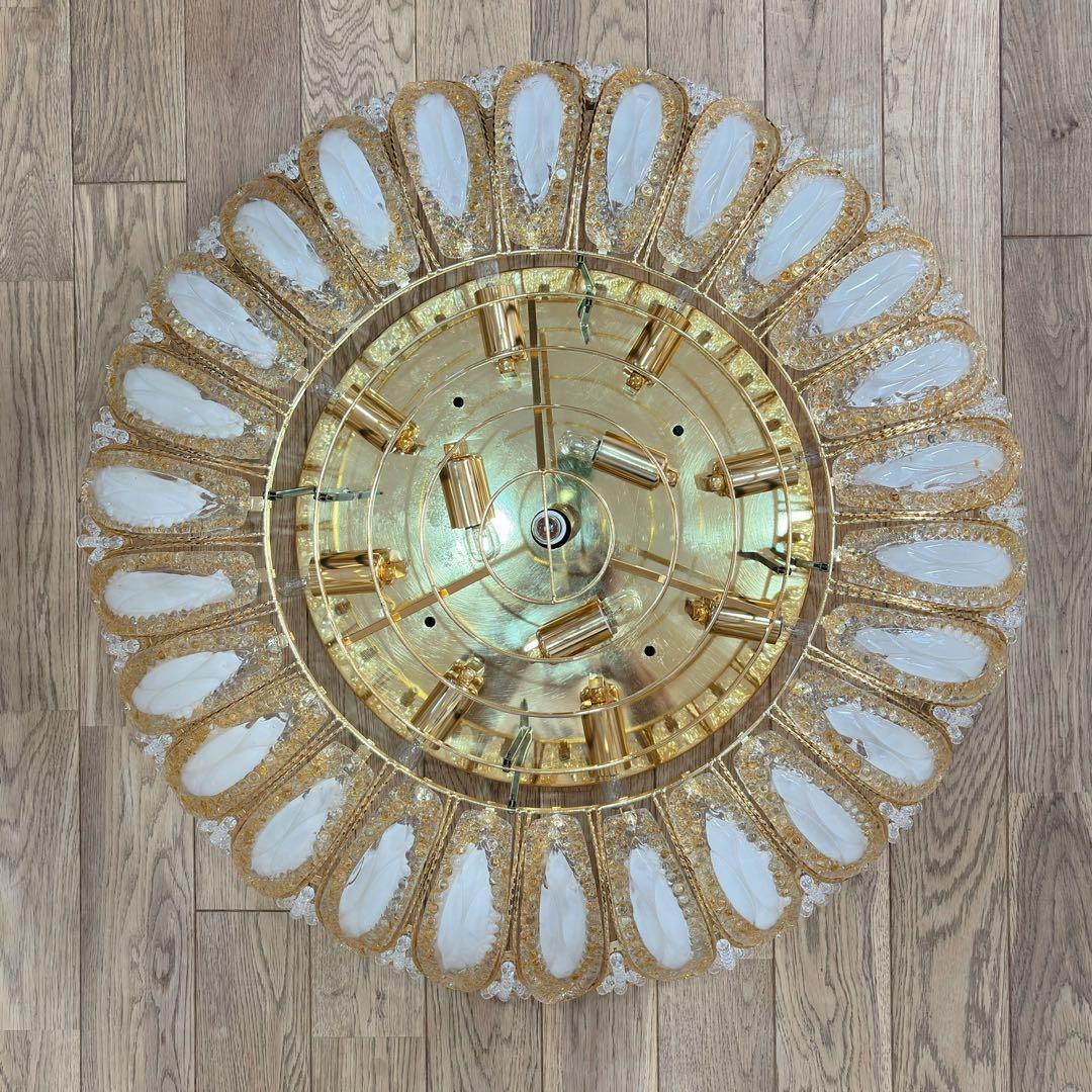 ①アンティーク・ガレ　シャンデリア　12灯 クリスタル　ゴールド　照明　リビング