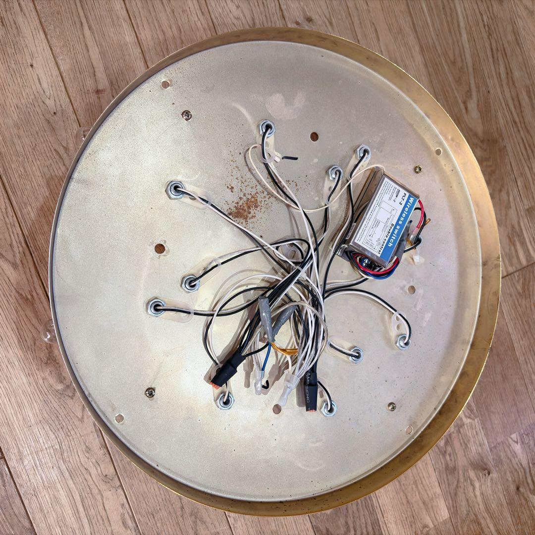 ①アンティーク・ガレ　シャンデリア　12灯 クリスタル　ゴールド　照明　リビング