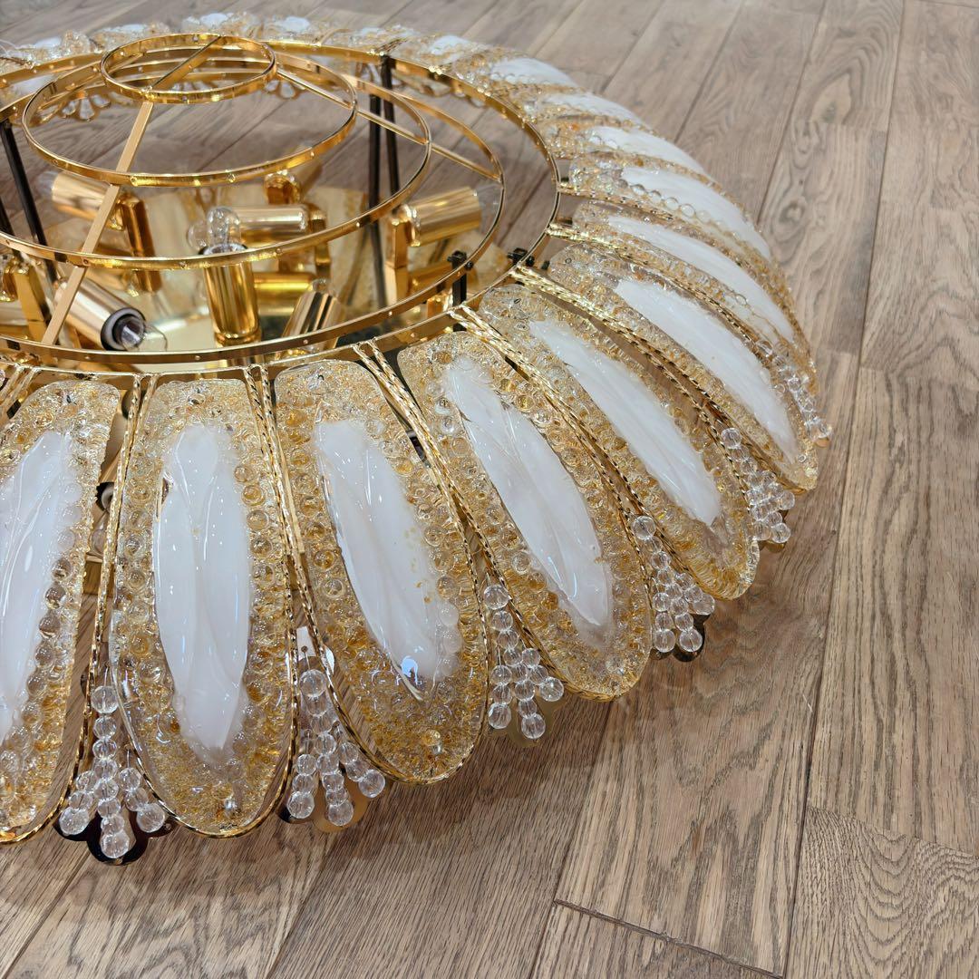 ①アンティーク・ガレ　シャンデリア　12灯 クリスタル　ゴールド　照明　リビング