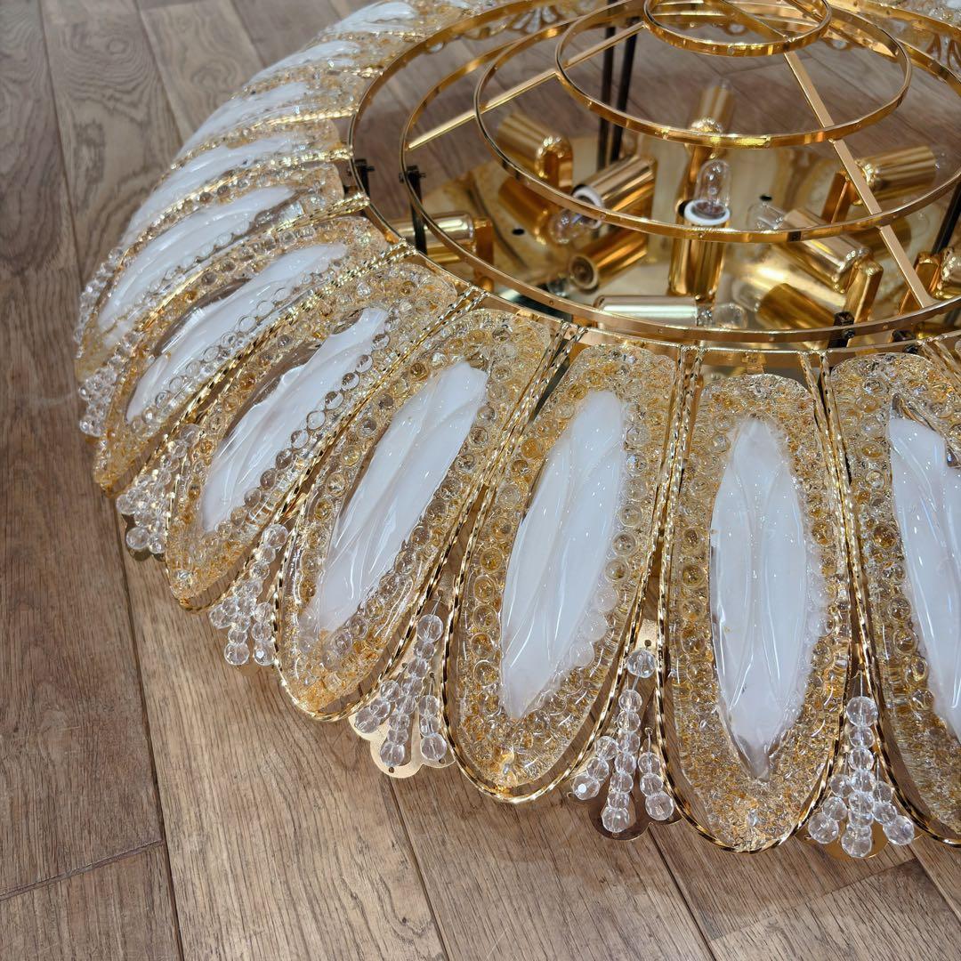 ①アンティーク・ガレ　シャンデリア　12灯 クリスタル　ゴールド　照明　リビング