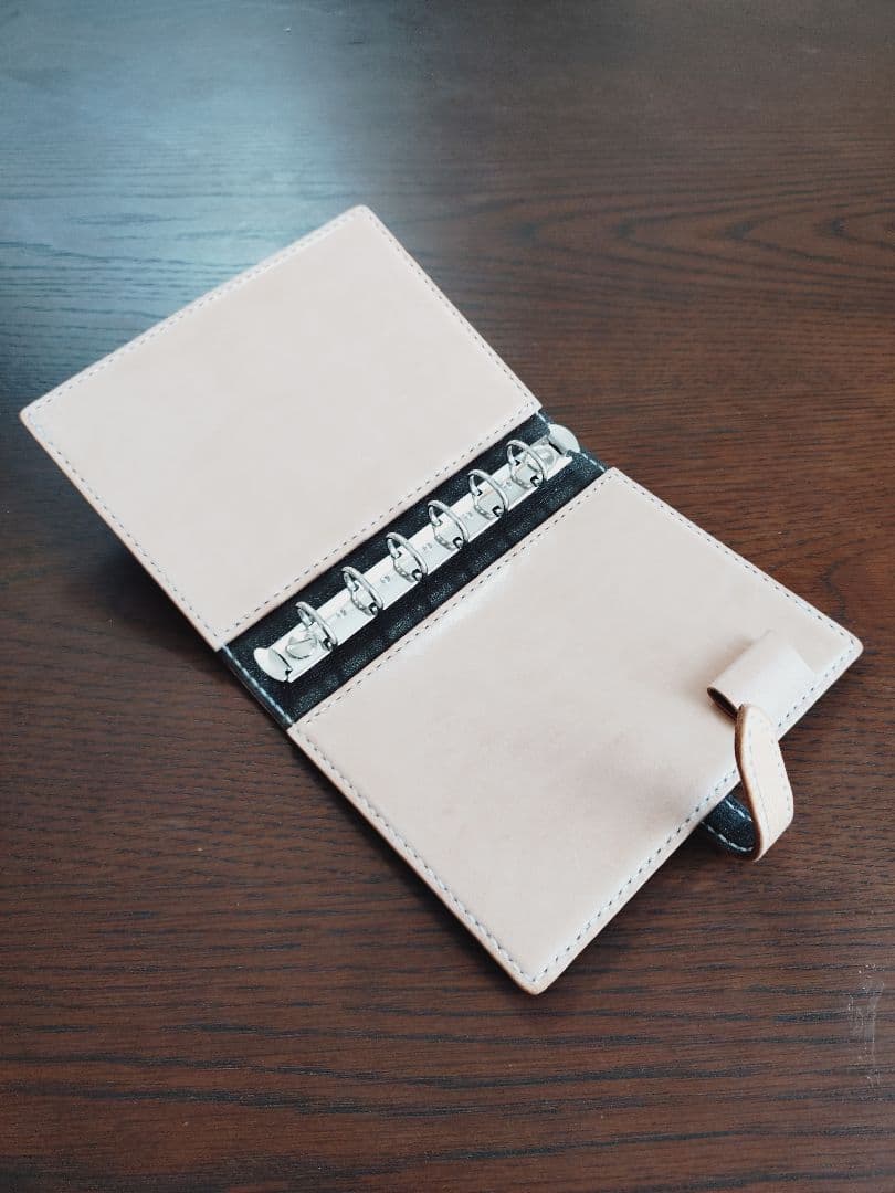 花のシステム手帳　ミニ6　革　カービング