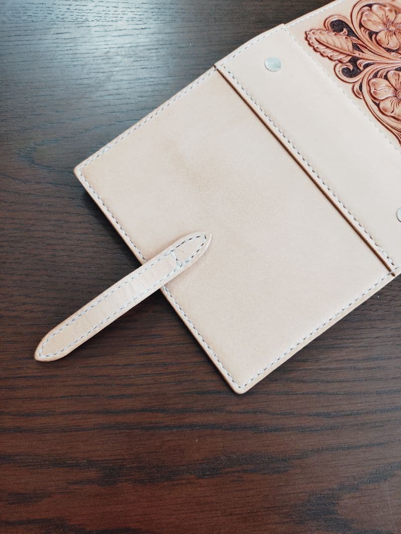 花のシステム手帳　ミニ6　革　カービング