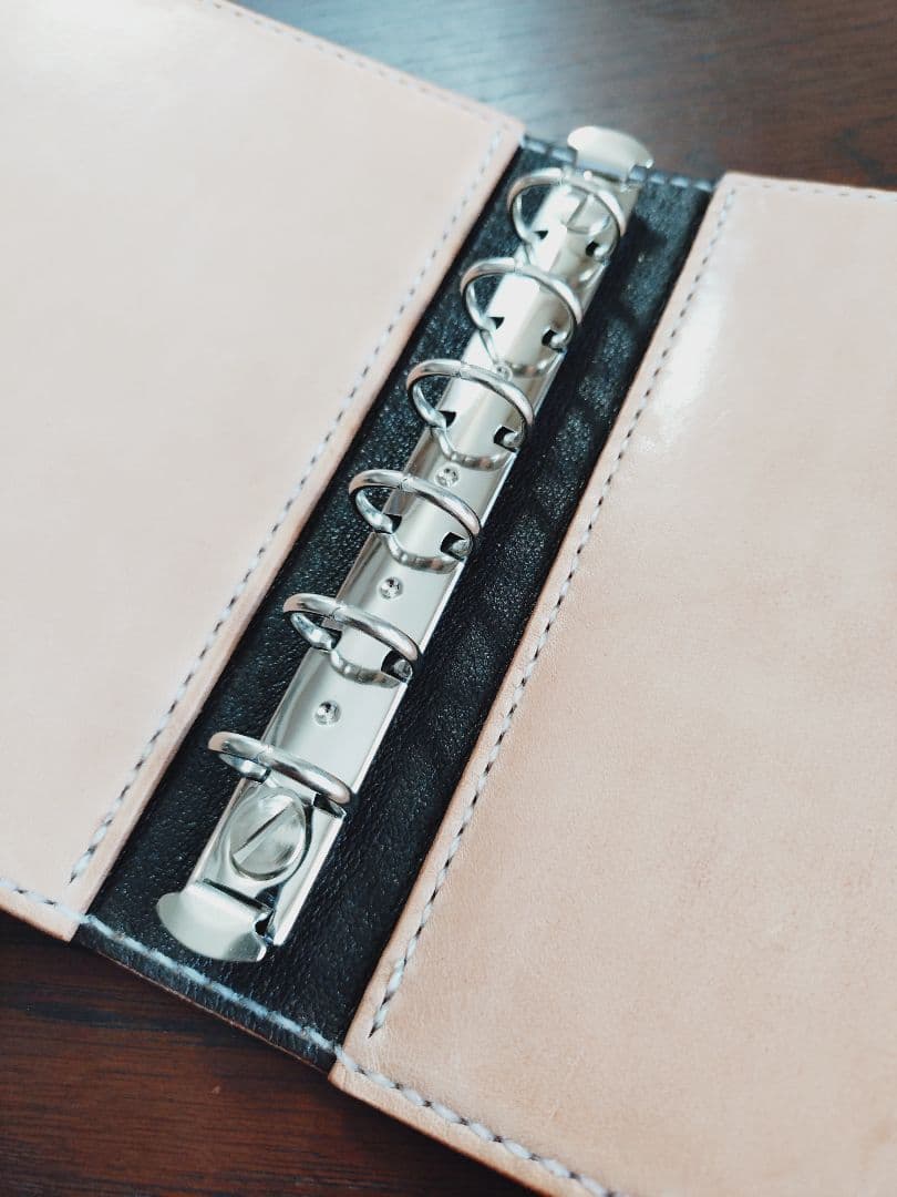 花のシステム手帳　ミニ6　革　カービング