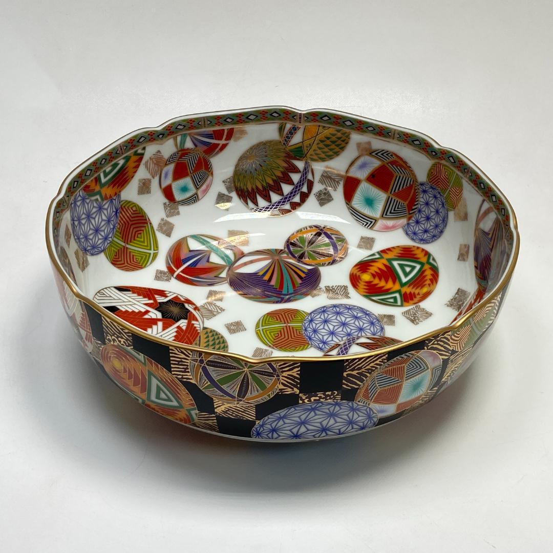 美濃焼 庫山窯 前畑陶器 色絵手毬 金彩 盛鉢 大鉢 - メルカリ