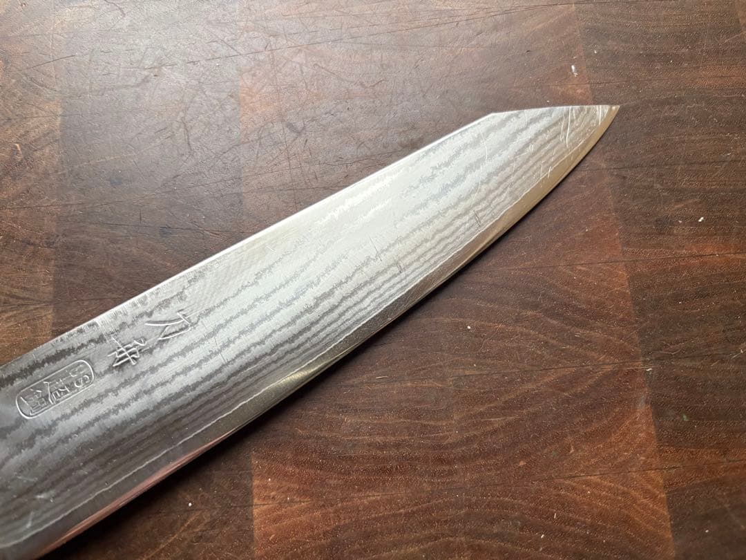 刀舟技研　ダマスカス　切付　和　牛刀　210mm 包丁　VG10 ステンレス