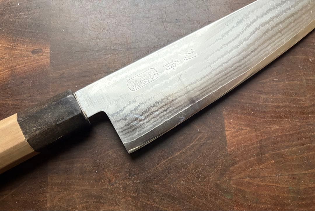 刀舟技研　ダマスカス　切付　和　牛刀　210mm 包丁　VG10 ステンレス