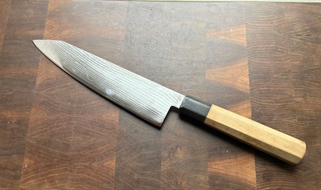 刀舟技研　ダマスカス　切付　和　牛刀　210mm 包丁　VG10 ステンレス