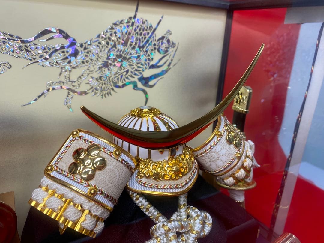 伊達政宗　東京久月　五月人形　家紋付き兜飾りガラスケース入