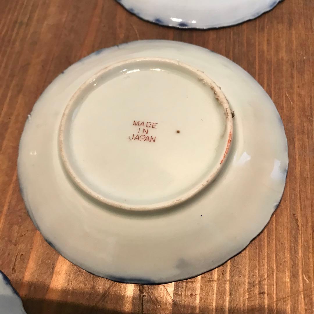 美品　陶芸　希少　年代物　青絵皿　菊花　銘々皿　丁寧に描れた　華やかな　薄い作り