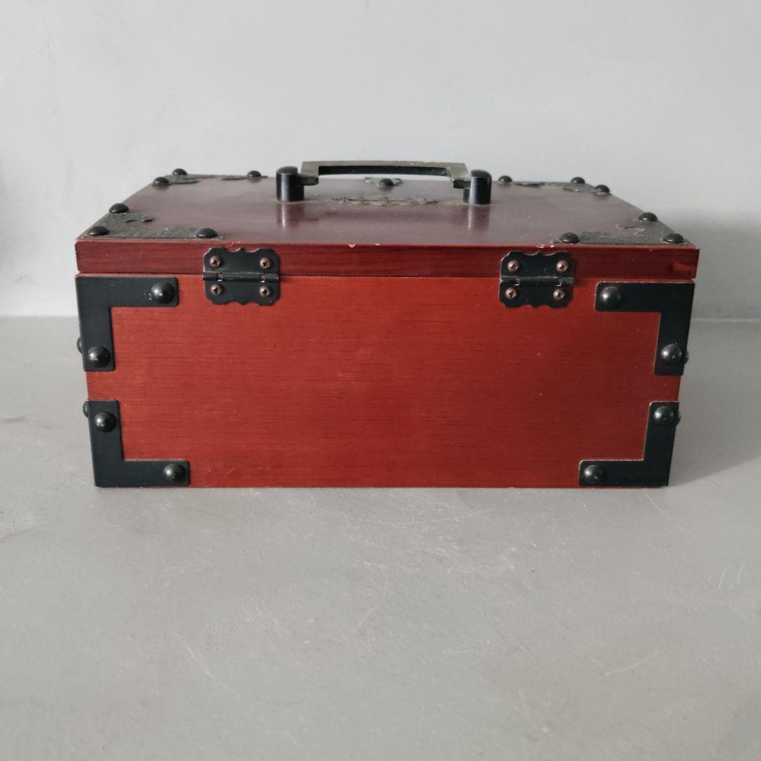 千両箱型 木製収納ボックス 貯金箱 木製×鉄製金具