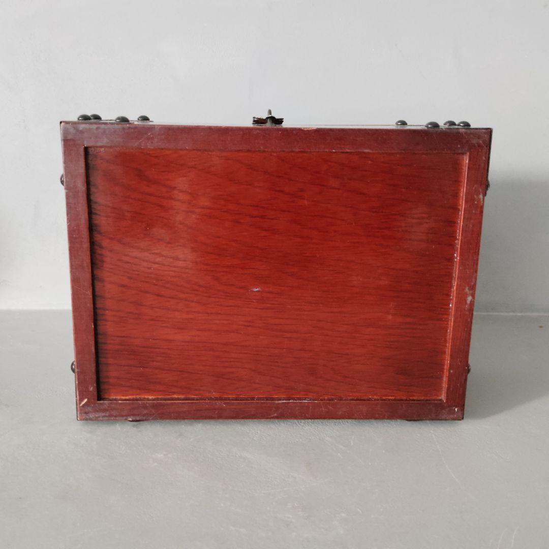 千両箱型 木製収納ボックス 貯金箱 木製×鉄製金具