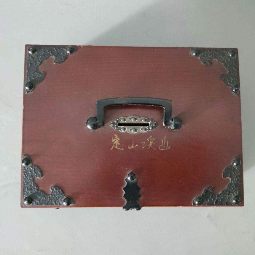 千両箱型 木製収納ボックス 貯金箱 木製×鉄製金具