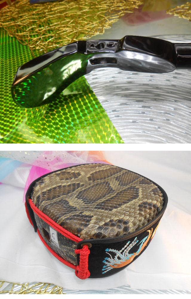 現品販売(送料無料)72.800円　沖縄三線専用　黒檀棹と蛇皮(二重張)型チーガ 2026年最新】Yahoo!オークション -三線 チーガの中古品・新品・未使用