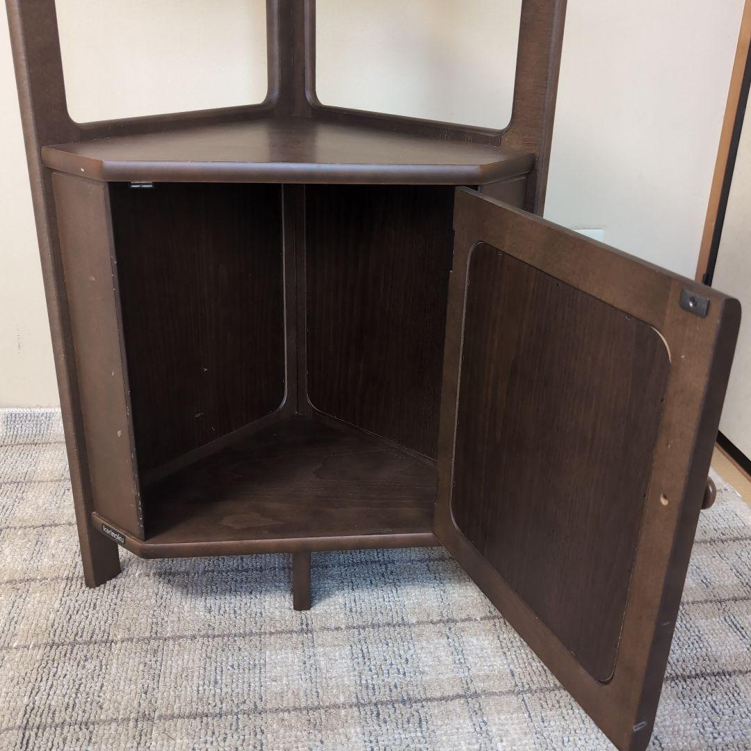 値下げKarimoku カリモク 木製コーナーキャビネット 三角コーナーラック