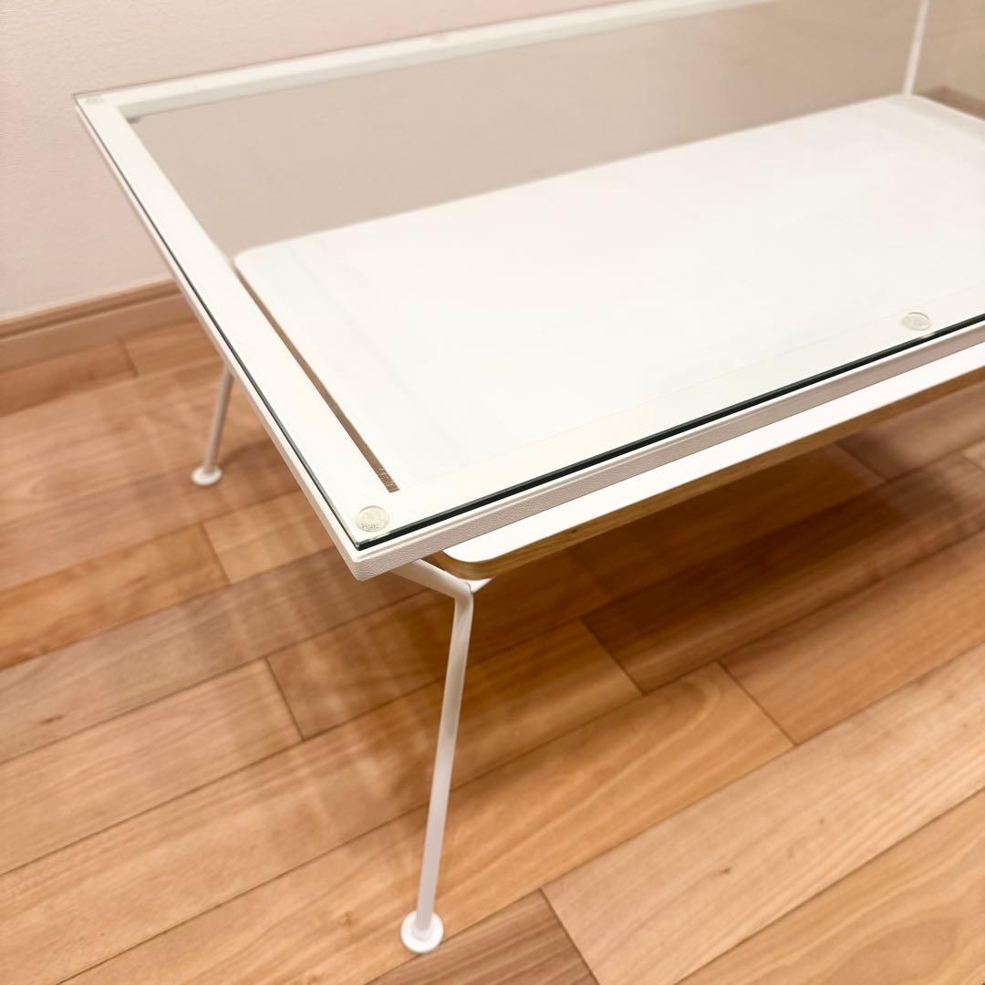 お値下げ★フランフラン メリオル ガラス テーブル L ホワイト ナチュラル