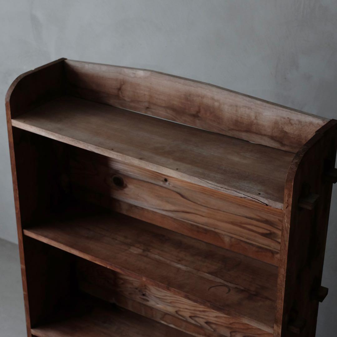 桜材 4段楔式本棚　陳列棚 収納棚 ブックシェルフ ラック 古家具 アンティーク