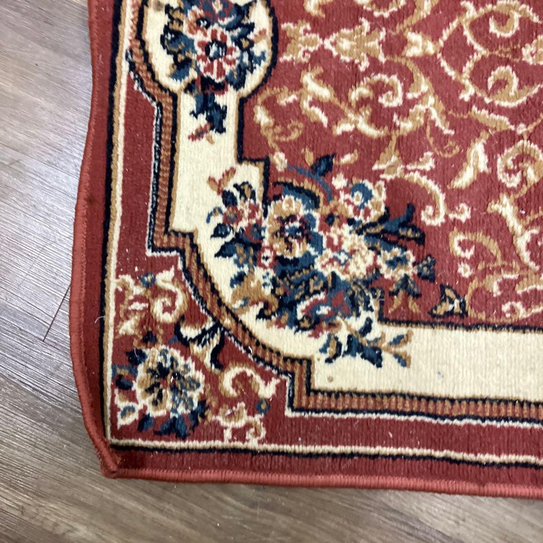 A-4 オリエンタル調 クラシック ラグマット 花柄 ボルドー 玄関マット