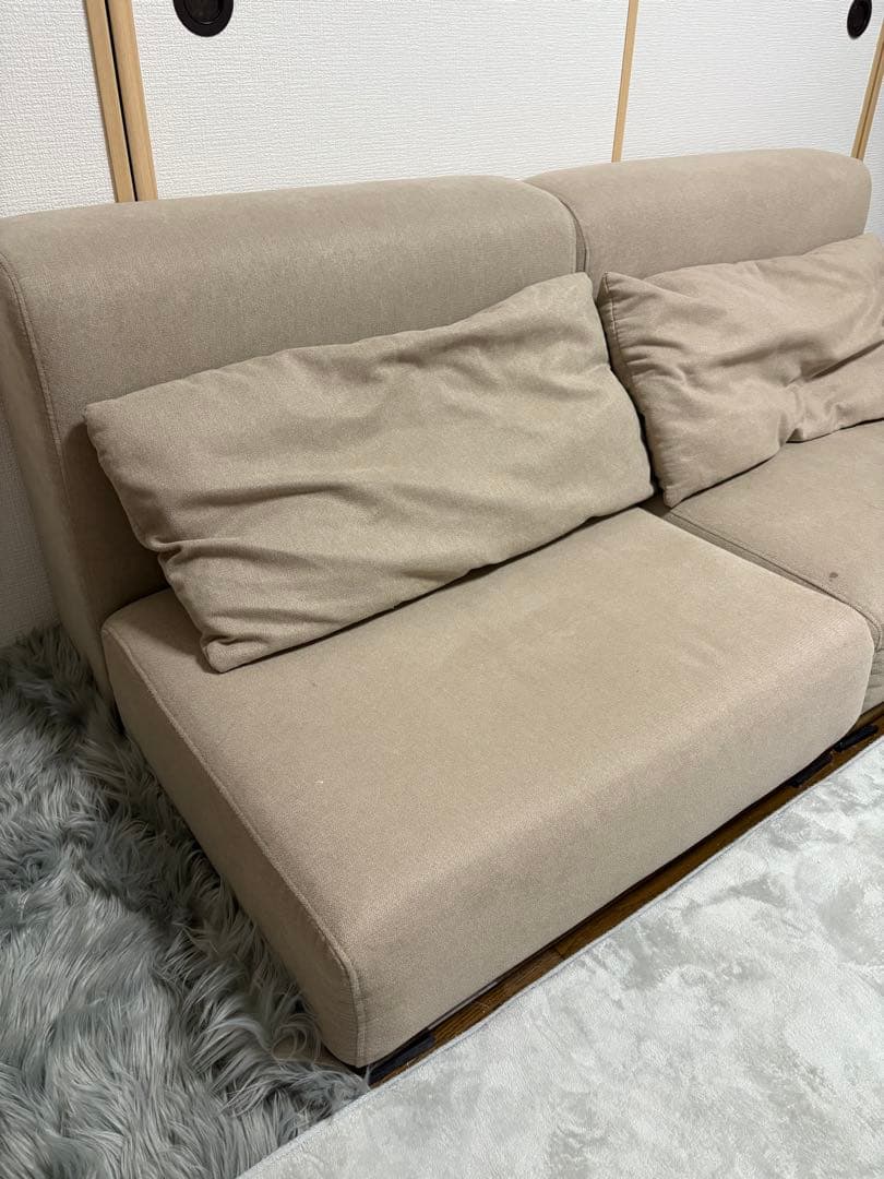 【1脚】Ivy 1人掛けローソファ ベージュ 2人用 一人暮らし