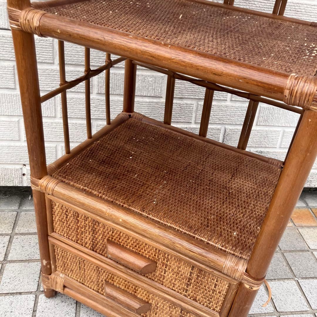 昭和レトロ アーチ型 ラタンラック シェルフ 飾り棚 ディスプレイ