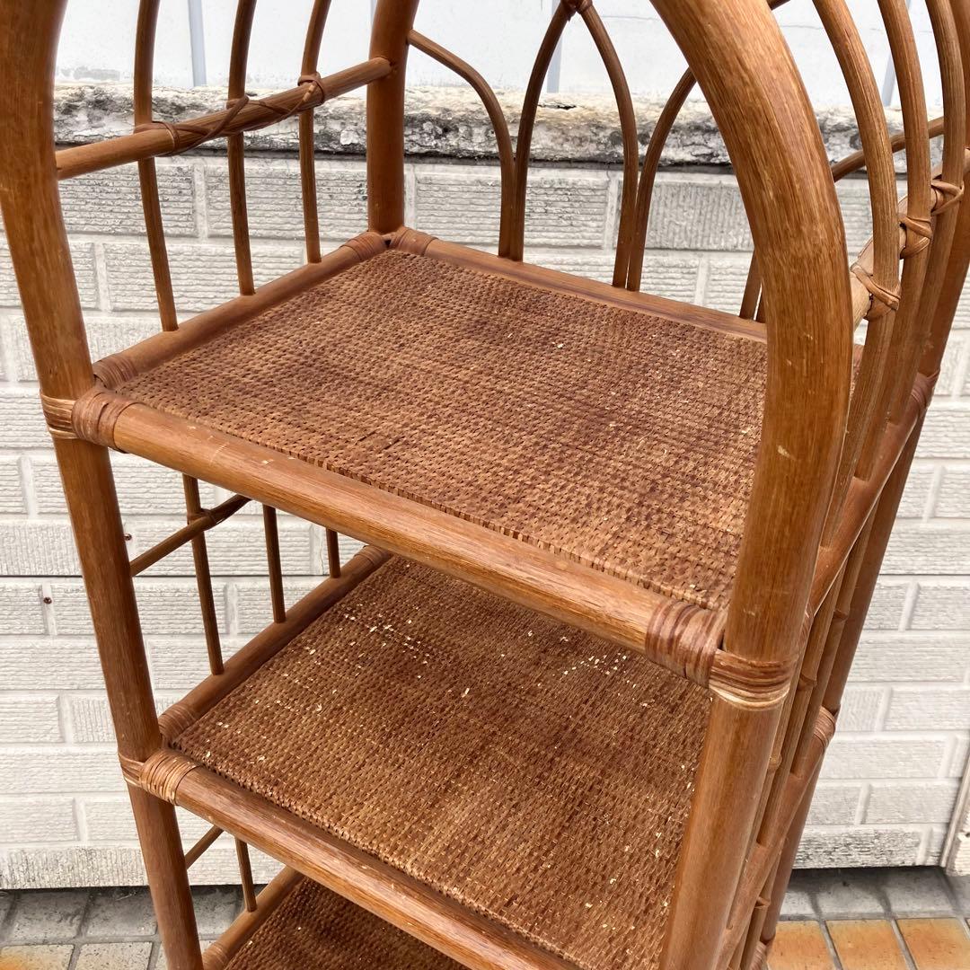 昭和レトロ アーチ型 ラタンラック シェルフ 飾り棚 ディスプレイ