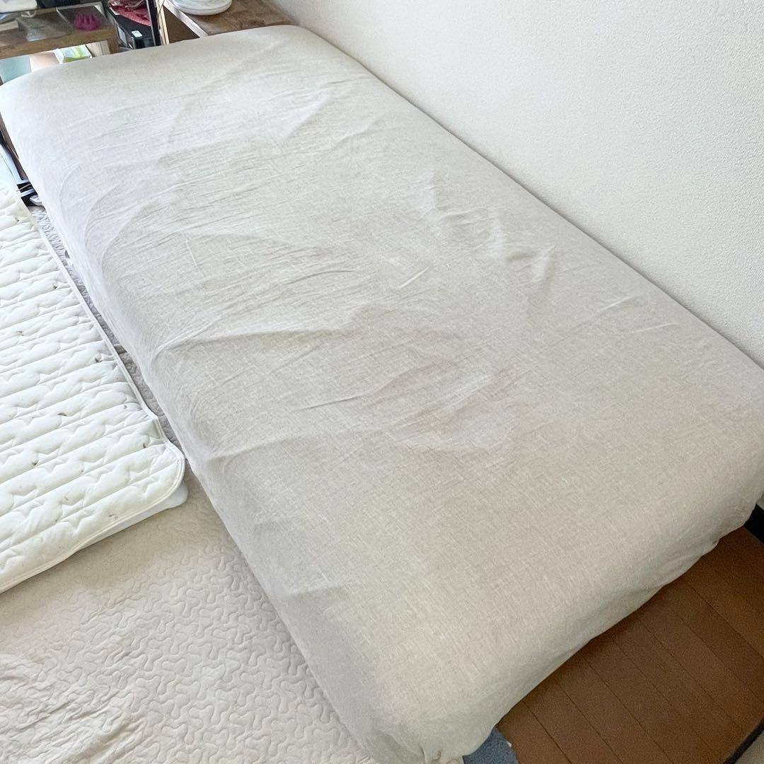 【美品】ニトリ　布張りソファベッド(MB07 BE) 3人掛け ソファ