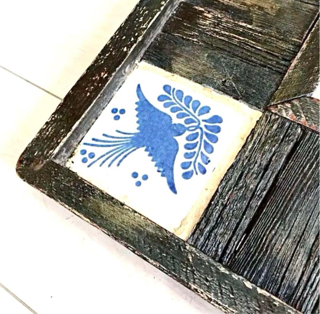 雰囲気抜群 アンティーク ミラー 鏡 タイル GALLUP USA 古材 古木