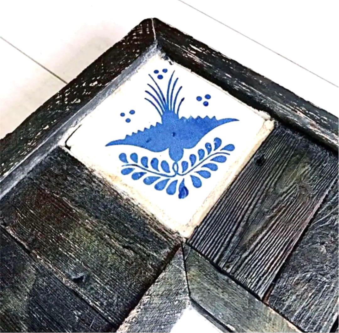 雰囲気抜群 アンティーク ミラー 鏡 タイル GALLUP USA 古材 古木