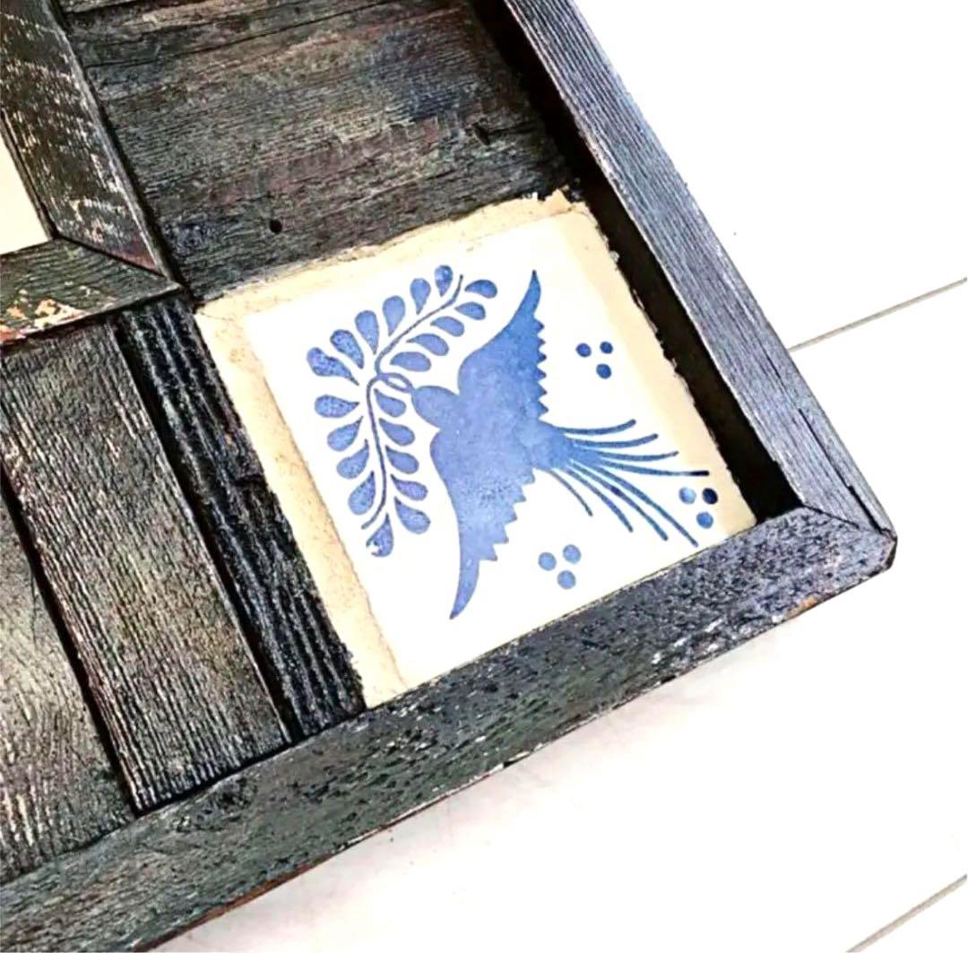 雰囲気抜群 アンティーク ミラー 鏡 タイル GALLUP USA 古材 古木