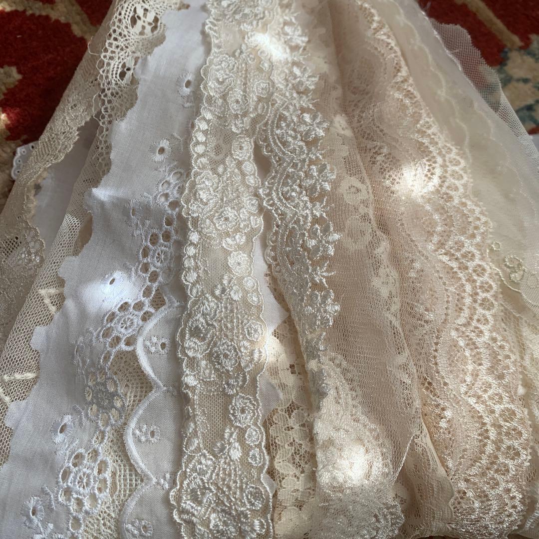 ジャンクジャーナル素材☆コットンレース多めな紅茶染めエクリュカラー