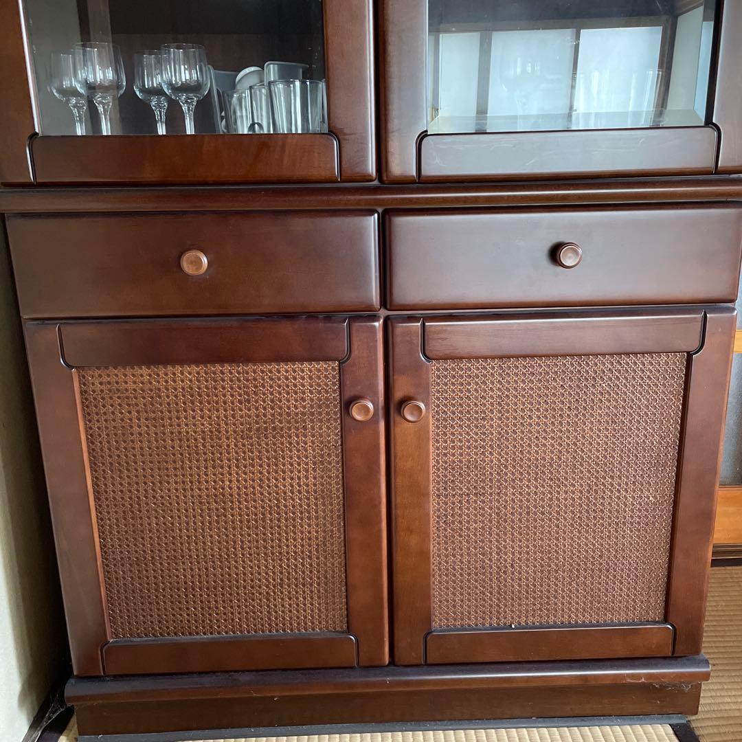 YAMAHA 食器棚　ガラス扉　昭和レトロ ヤマハの家具　ヴィンテージ家具