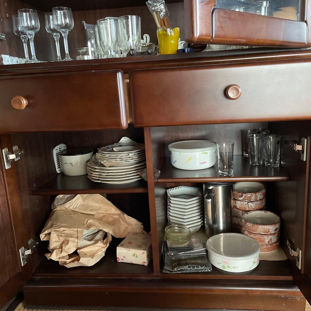 YAMAHA 食器棚　ガラス扉　昭和レトロ ヤマハの家具　ヴィンテージ家具