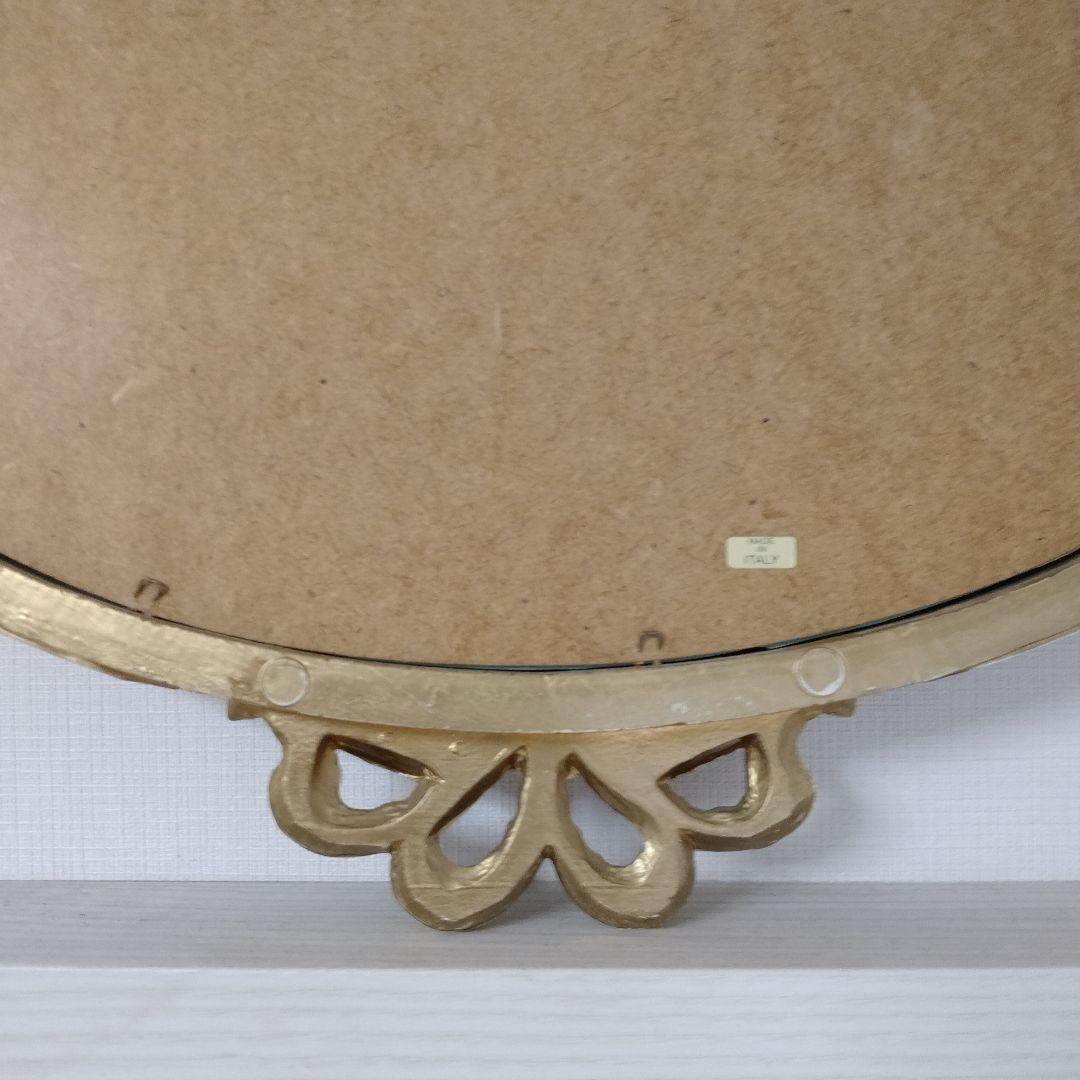 【アンティーク】ゴールド装飾楕円形壁掛けミラー