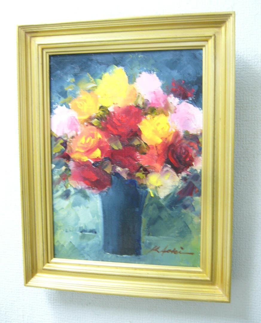 絵画 油絵 青木今陽 肉筆油絵 静物画 薔薇の花 - メルカリ