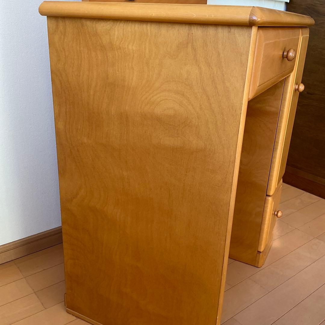 木製ドレッサー丸型ミラー&イス付きドレッサー　家具　鏡台　化粧台　アンティーク