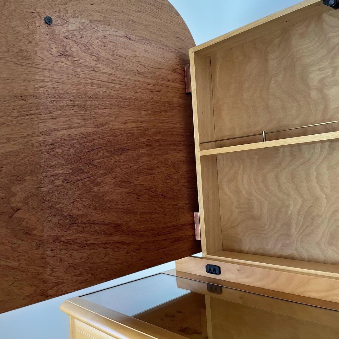 木製ドレッサー丸型ミラー&イス付きドレッサー　家具　鏡台　化粧台　アンティーク