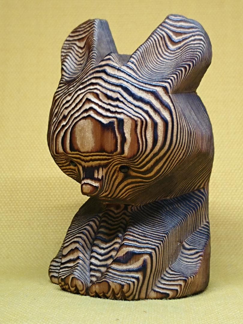 くま　熊　木彫　オブジェ　置物　インテリア　工芸品　美術品　A2690