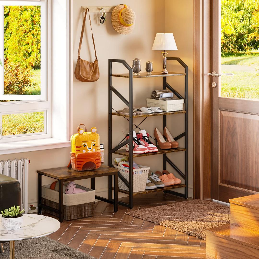 モダンデザインと耐久性を兼ね備えた多機能収納　4段　ラック