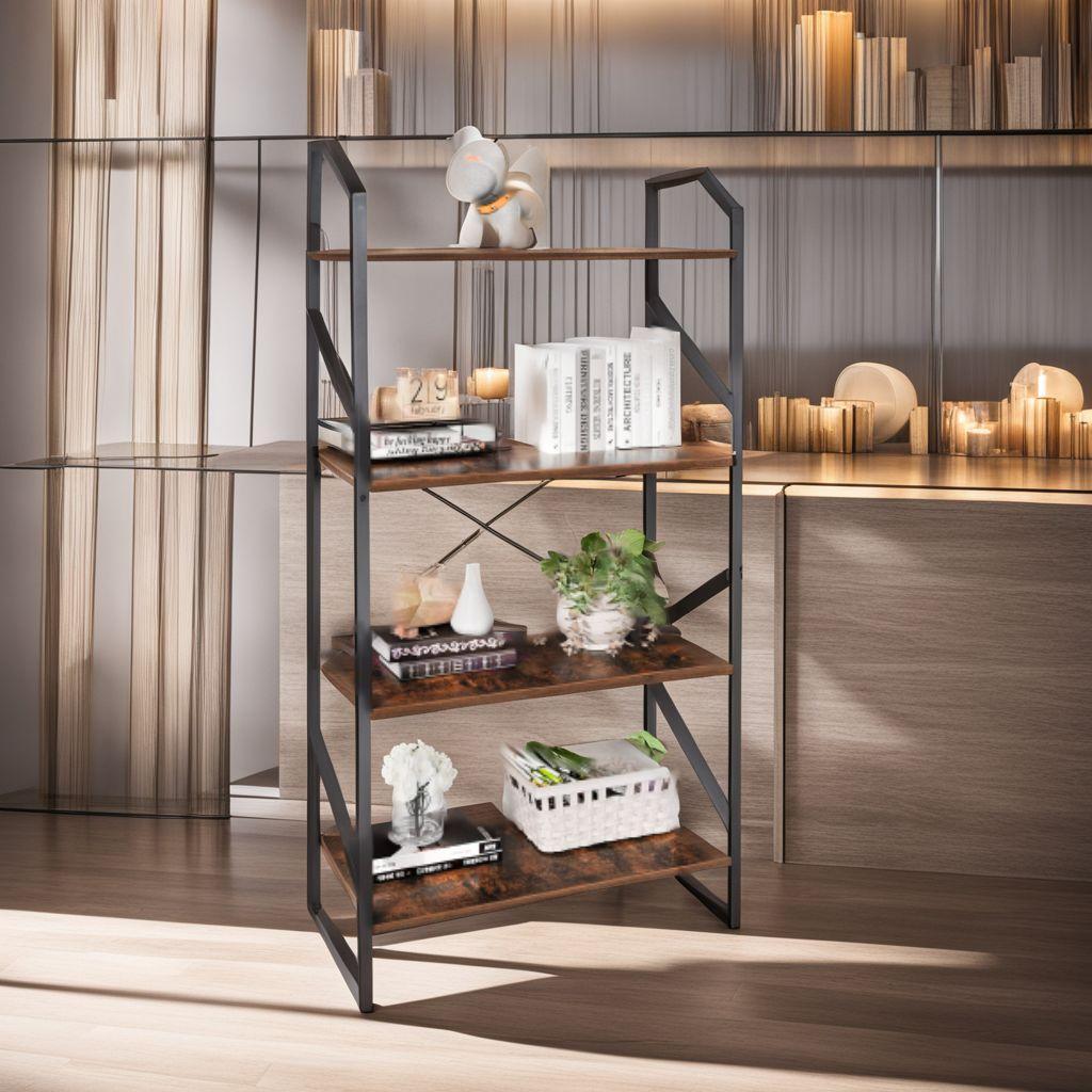 モダンデザインと耐久性を兼ね備えた多機能収納　4段　ラック