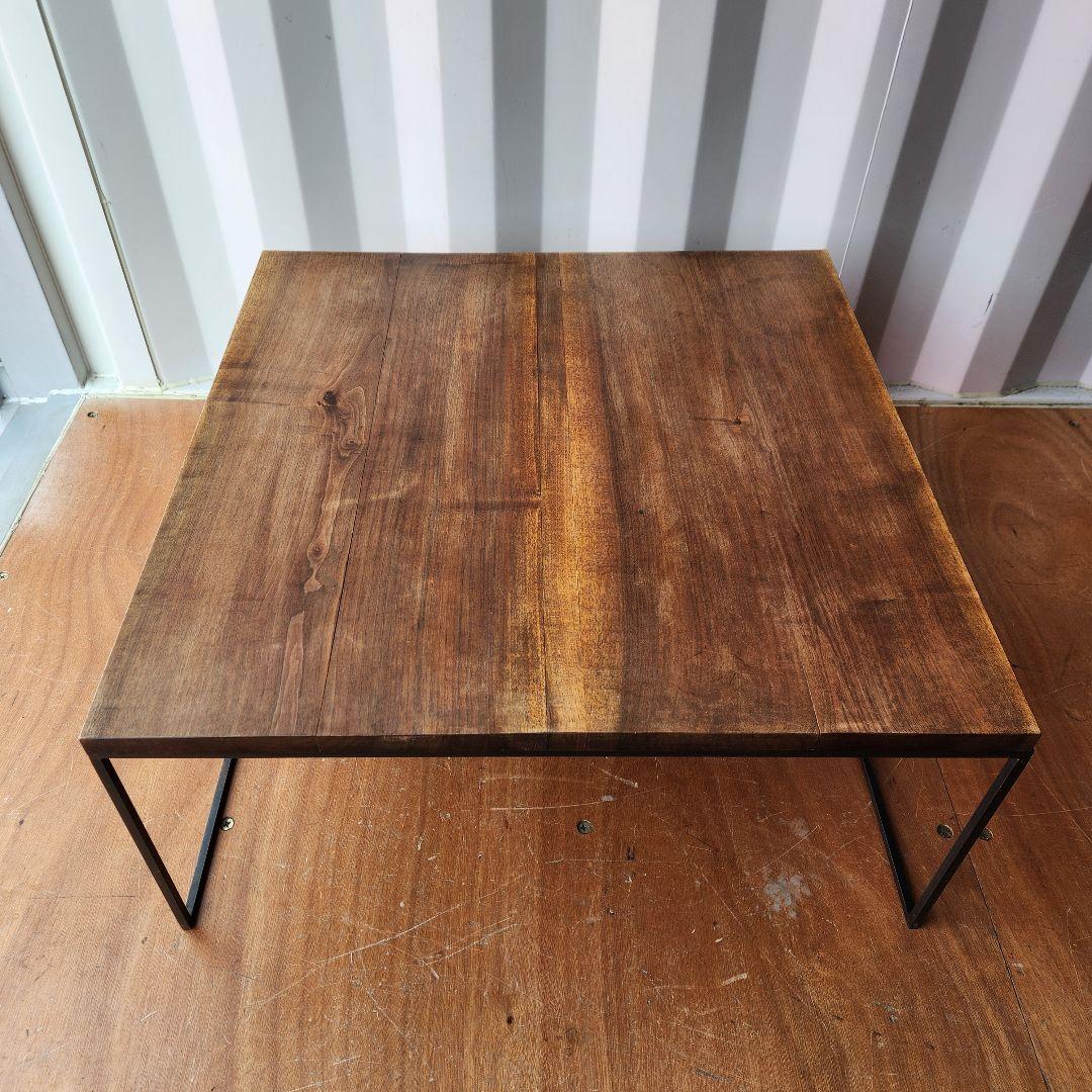 オーダー家具　無垢材　アイアン　ローテーブル　センターテーブル　75cm