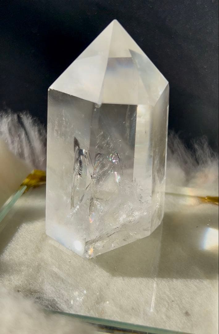 水晶　エンジェルラダー　ブルーラダー　クリアクォーツ　虹いり　水晶タワー