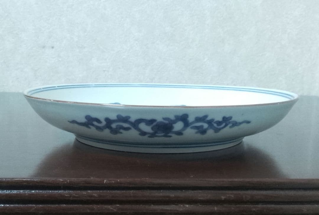 藍柿 古伊万里 染付 青海波山水文皿 江戸中期 角福銘 - メルカリ