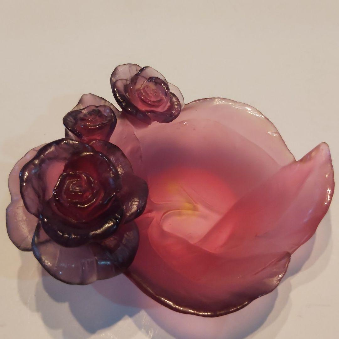 ドーム フランス クリスタル 新品 ローズ 小物入れ トレイ ボンボニエール