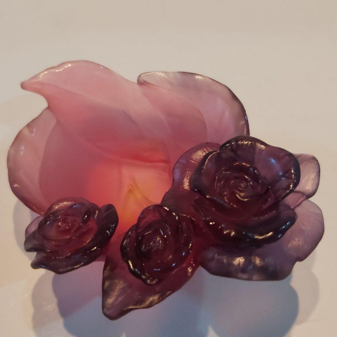 ドーム フランス クリスタル 新品 ローズ 小物入れ トレイ ボンボニエール