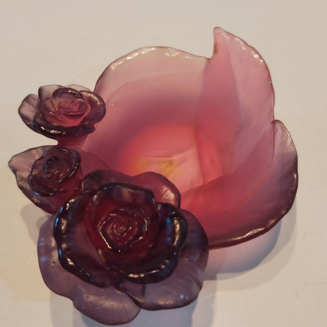 ドーム フランス クリスタル 新品 ローズ 小物入れ トレイ ボンボニエール