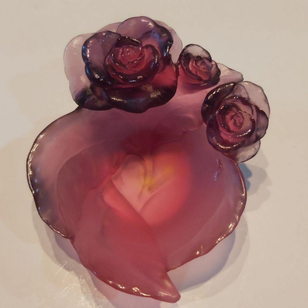 ドーム フランス クリスタル 新品 ローズ 小物入れ トレイ ボンボニエール