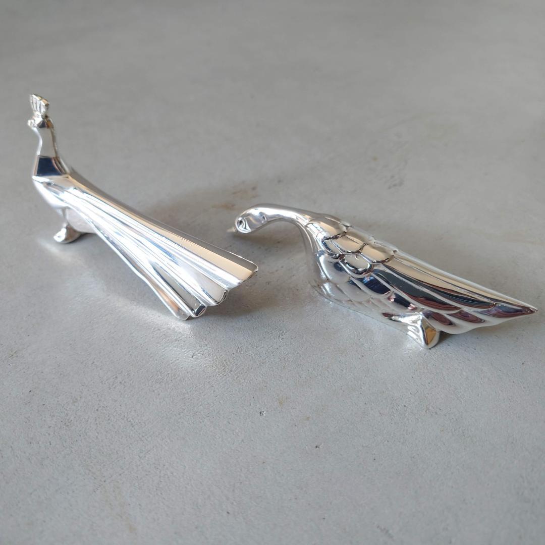 極美品 クリストフル アニマルナイフレスト 孔雀 白鳥 2点 布袋 紙箱付き