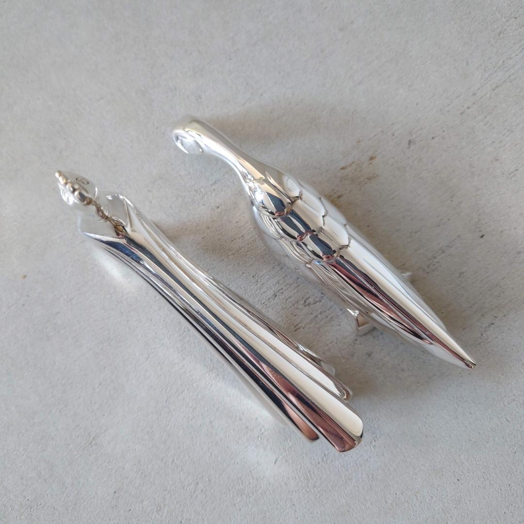 極美品 クリストフル アニマルナイフレスト 孔雀 白鳥 2点 布袋 紙箱付き